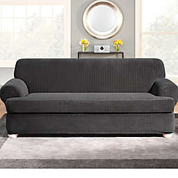 Sure Fit® Stretch Pinstripe 2-Piece T-Cushion Sofa Slipcover