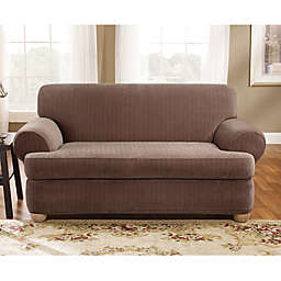 Sure Fit® Stretch Pinstripe 2-Piece T-Cushion Loveseat Slipcover