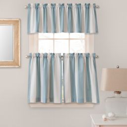 Colorful Cute Fower Pattern Kitchen Window Curtains lauren stripe window curtain tier pairs and valances in blue