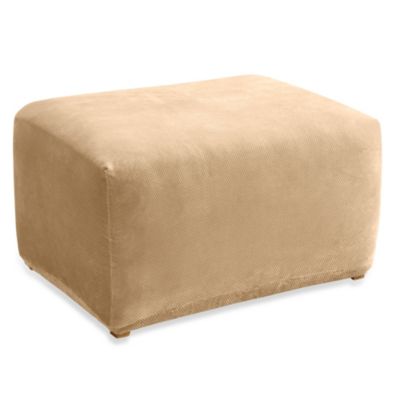 Stretch Suede dark green Ottoman Slipcover sure fit up to 45 per side 180 around 