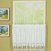 Today&#39;s Curtain Verona 24-Inch Kitchen Window Curtain Tier Pair in White/Blue