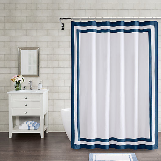 Alternate image 1 for Wamsutta® Hotel Border 72-Inch x 84-Inch Shower Curtain in Navy