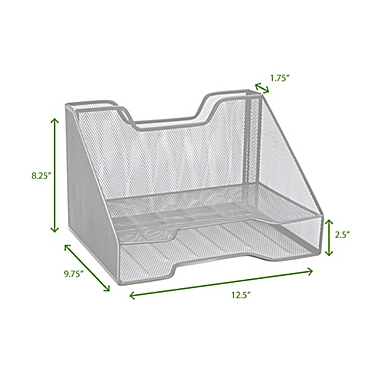 Mind Reader 3-Section Mesh Desk File Organizer in Silver. View a larger version of this product image.