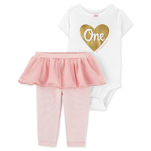 Alternate image 1 for carter's® Size 24M 2-Piece 1st Birthday Bodysuit and Tutu Pant Set in Pink