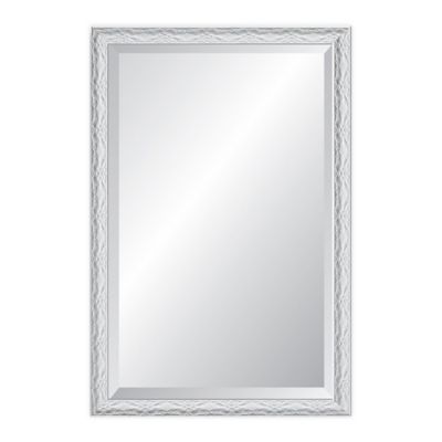 Reveal Frame &amp; Decor Ornate Gloss White 24-inch x 37-inch Beveled Rectangle Wall Mirror