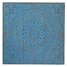 Blue Medallion Faux Tryptic 36-Inch Square Metal Wall Art