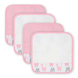 Just Born® 4-Pack Llama Woven Washcloths in Pink/White