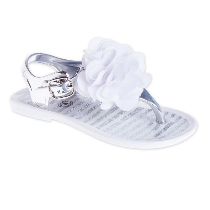 Stepping Stones Flower  Jelly  Sandal  in Silver Bed Bath 