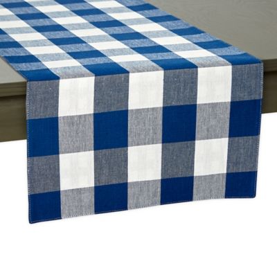 Gingham Check 108-Inch Reversible Table Runner in Navy/White