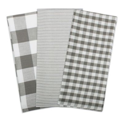 Gingham Check Kitchen Towels in Black/White (Set of 3)