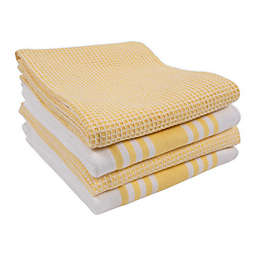 KAF Home Flat Kitchen Towels in Yellow (Set of 4)