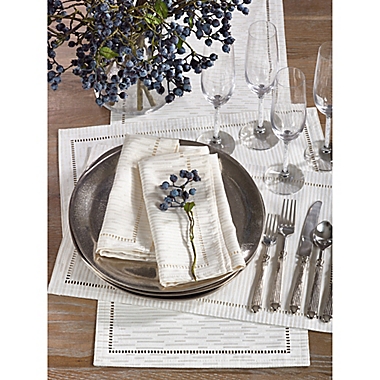 Saro Lifestyle Hemstitch 108-Inch Table Runner in Ivory. View a larger version of this product image.