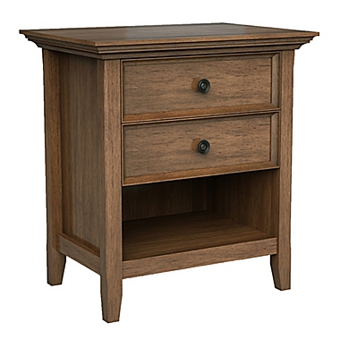 Simpli Home Amherst Solid Wood Bedside Table in Rustic Natural Aged Brown. View a larger version of this product image.