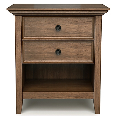 Simpli Home Amherst Solid Wood Bedside Table in Rustic Natural Aged Brown. View a larger version of this product image.