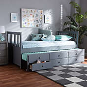 Baxton Studio Doro 6-Drawer Twin Daybed with Trundle in Grey