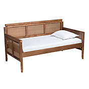 Baxton Studio Page Rattan Twin Daybed in Walnut Brown