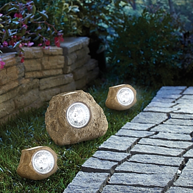 Solar Rock Landscaping Spotlights (Set of 3). View a larger version of this product image.