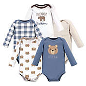 Hudson Baby&reg; 5-Pack Little Bear Long Sleeve Bodysuits in Blue