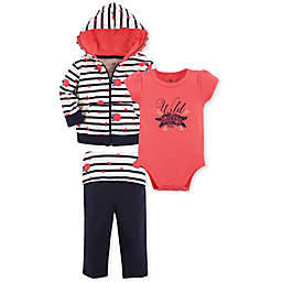 Yoga Sprout 3-Piece Wild Rose Jacket, Bodysuit, and Pant Set in Red
