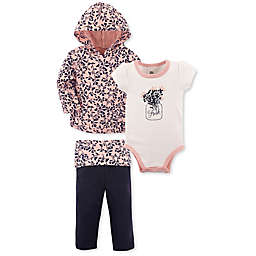 Yoga Sprout 3-Piece Fresh Hoodie, Bodysuit and Pant Set in Pink