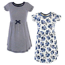 Touched by Nature Size 8Y 2-Pack Floral Organic Cotton Dresses in Navy