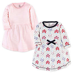 Touched by Nature© Size 5T Long-Sleeve Floral Dot 2-Pack Organic Cotton Dresses