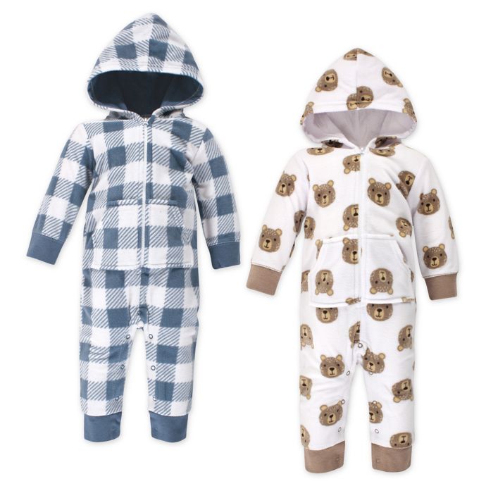 Hudson Baby® 2Pack Baby Little Bear Fleece Coveralls in White buybuy