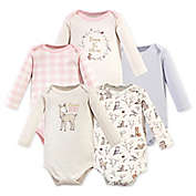 Hudson Baby&reg; 5-Pack Enchanted Forest Long Sleeve Bodysuits in Pink