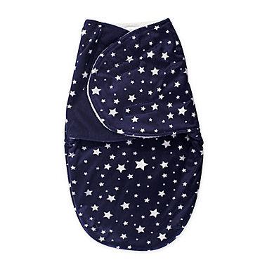 Hudson Baby&reg; Size 0-3M Plush Star Swaddle in Navy. View a larger version of this product image.