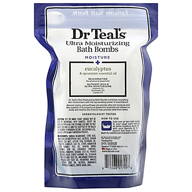 Dr. Teal&#39;s&reg; 5-Count Ultra Moisturizing Bath Bombs in Eucalyptus. View a larger version of this product image.