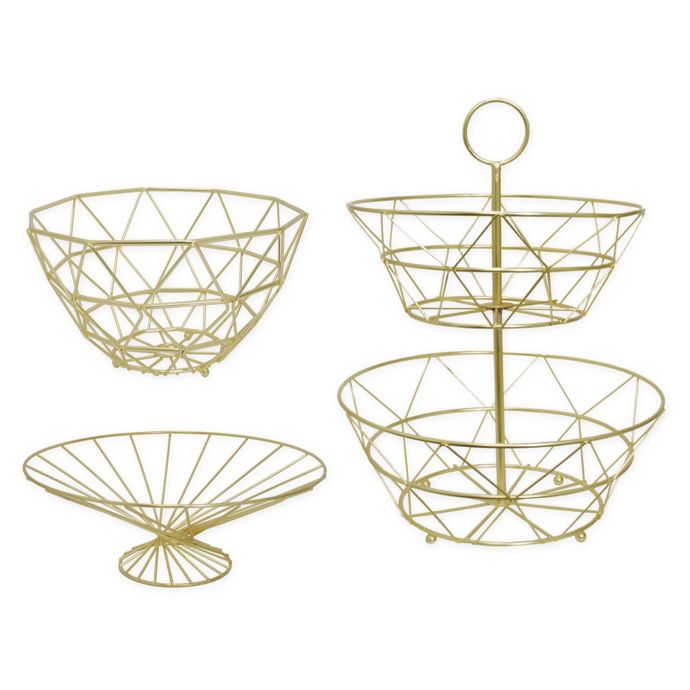 Home Collection Metal Fruit Basket Collection In Yellow Gold Bed Bath Beyond