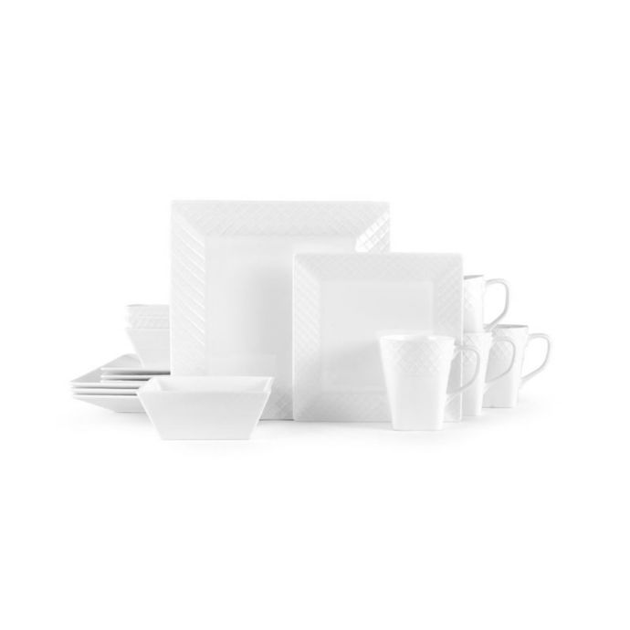 Mikasa® Trellis Square 16Piece Dinnerware Set in White Bed Bath & Beyond