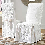 Sure Fit&reg; Matelasse Damask One-Piece Long Arm Dining Chair Cover in White