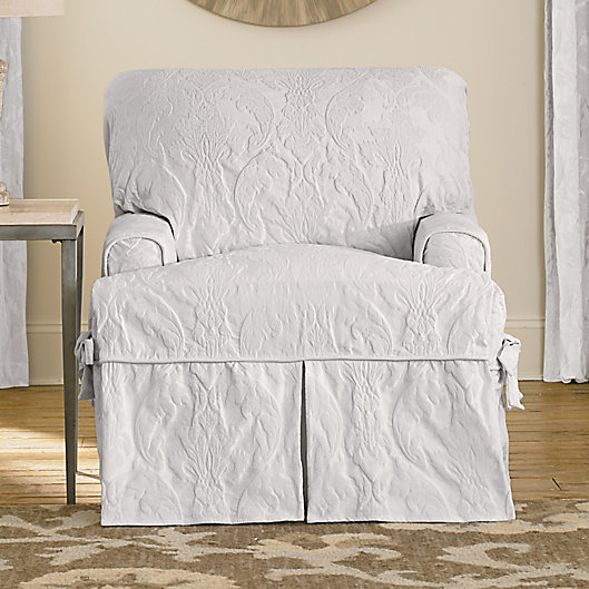 Matelasse Damask T Cushion Chair, Matelasse Damask Dining Room Chair Cover