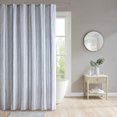 Lara 72-Inch x 96-Inch Striped Extra Long Shower Curtain in Blue