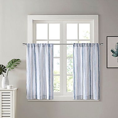 Lara 32-Inch Rod Pocket Window Curtain Panel Pair in Blue. View a larger version of this product image.