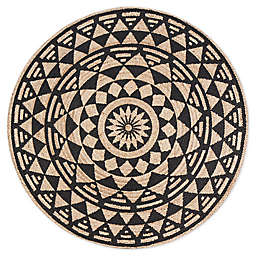 Tribal Star 6' Round Area Rug in Tan/Black