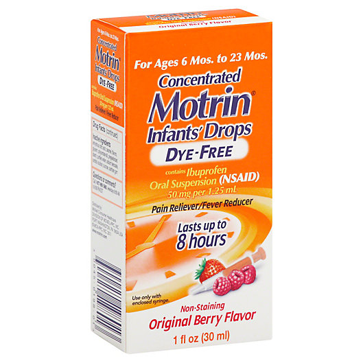 Alternate image 1 for Motrin Infant's 1 oz. Dye-Free Non-Stain Pain Reliever/Fever Reducer Drops in Berry