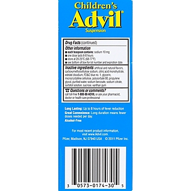 Advil Children&#39;s 4 oz. Suspension Liquid in Blue Raspberry Flavor. View a larger version of this product image.