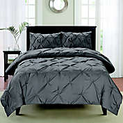 Cathay&reg; Home Pintuck 3-Piece Twin Duvet Cover Set in Dark Grey