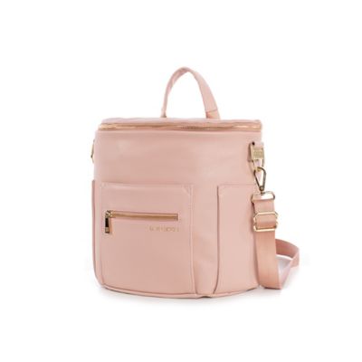 pink leather diaper bag