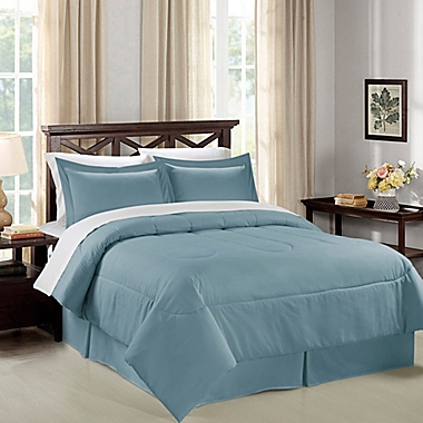 Swift Home Super Soft Microfiber 8-Piece Queen Comforter Set in Light Blue. View a larger version of this product image.