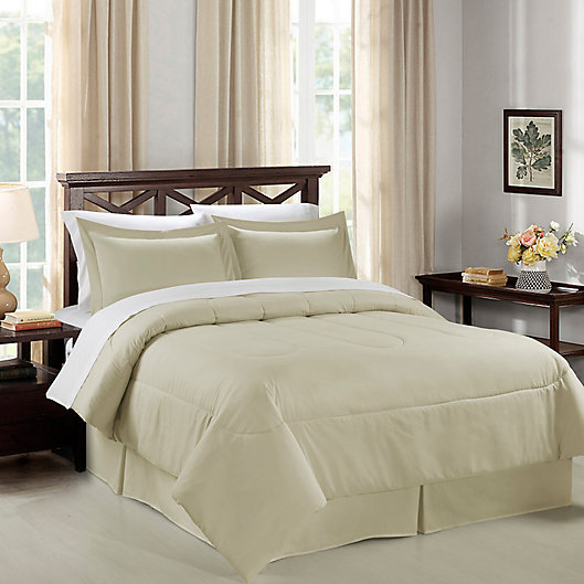 Alternate image 1 for Swift Home Super Soft Microfiber 8-Piece Queen Comforter Set in Taupe