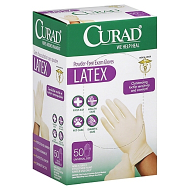 Curad&reg; 50-Count Latex Exam Gloves. View a larger version of this product image.