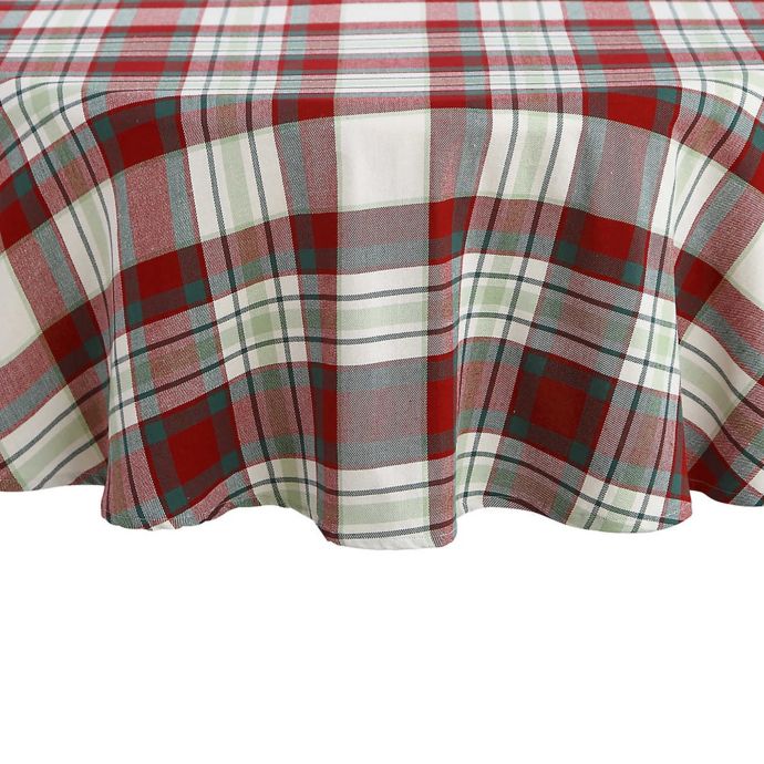 Plaid Block 70Inch Round Tablecloth in Red/White Bed Bath and Beyond
