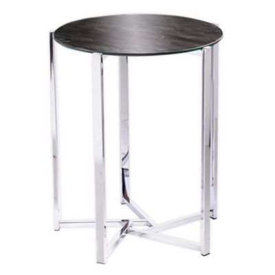 Safavieh Kya 2 Tier Accent Table In, Meso White Marble Polished Nickel Frame Round Side Table