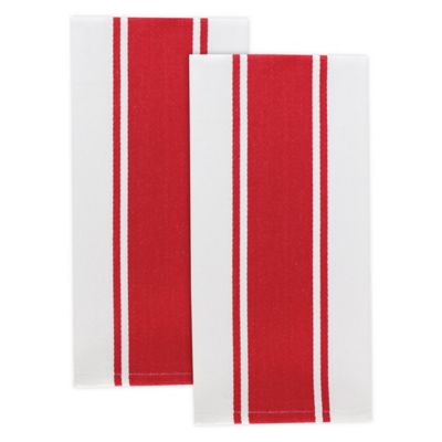 M&Uuml;kitchen&reg; Classic Stripe 2-Piece Designer Towel Set in Red