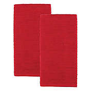 Ridged Kitchen Towels in Red (Set of 2)