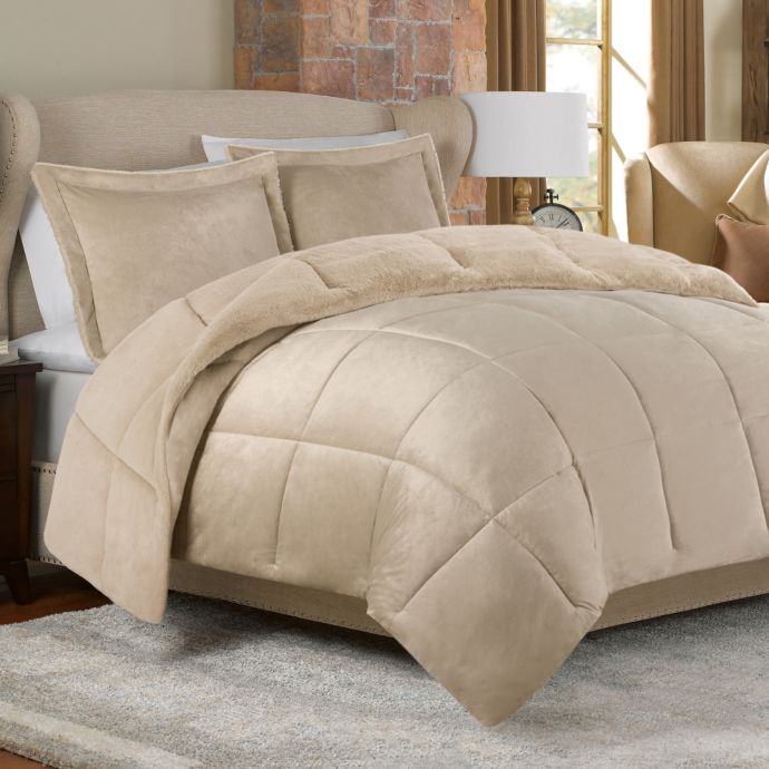 Mink Faux Fur Comforter Set In Tan Bed Bath And Beyond Canada