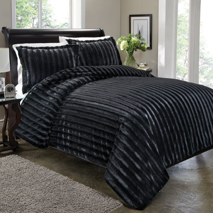 Sable Fur Duvet Cover in Black | Bed Bath & Beyond